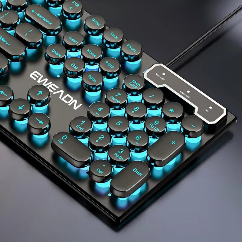Gaming Keyboard Nearby - レトロパンクメカニカル風キーボードマウスセット有線ワイヤレスRGBバックライトゲーミングオフィスコンボPCラップトップ用
