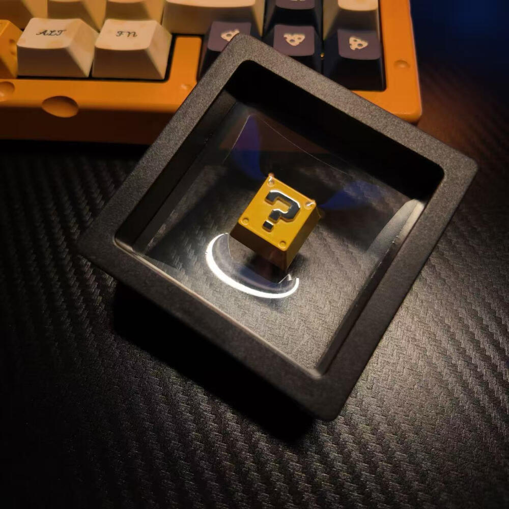 Gaming Keyboard Nearby - レトロ8ビットピクセルクエスチョンブロックメタルキーキャップ - 3Dレリーフ亜鉛合金メカニカルキーボードスイッチキャップゲーマーデコレーションギフト