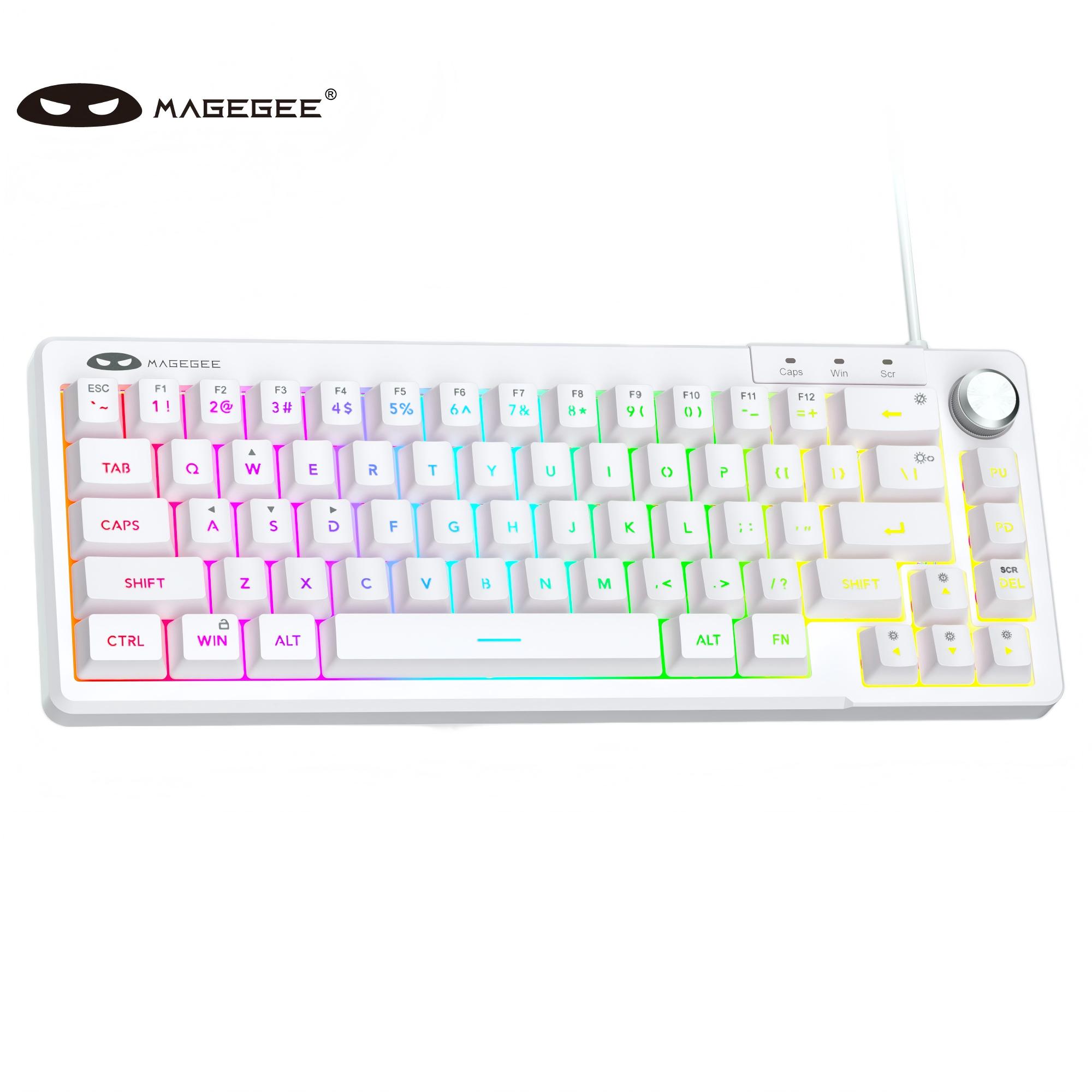 Keyboard Gaming Blue Switch - MageGee TS68 ミニ 60% メンブレンキーボード、RGBバックライト、66キー、OEMプロファイル、人間工学に基づいたデザイン、ゲーム/オフィス用