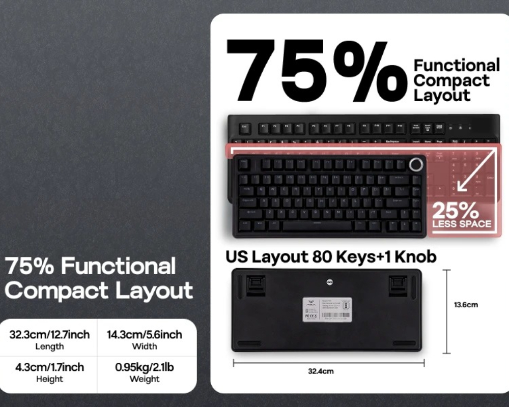 AULA F75 有線ゲーミングキーボード 75% ANSI - Gaming Keyboard Hot Swappable のレビューと価格