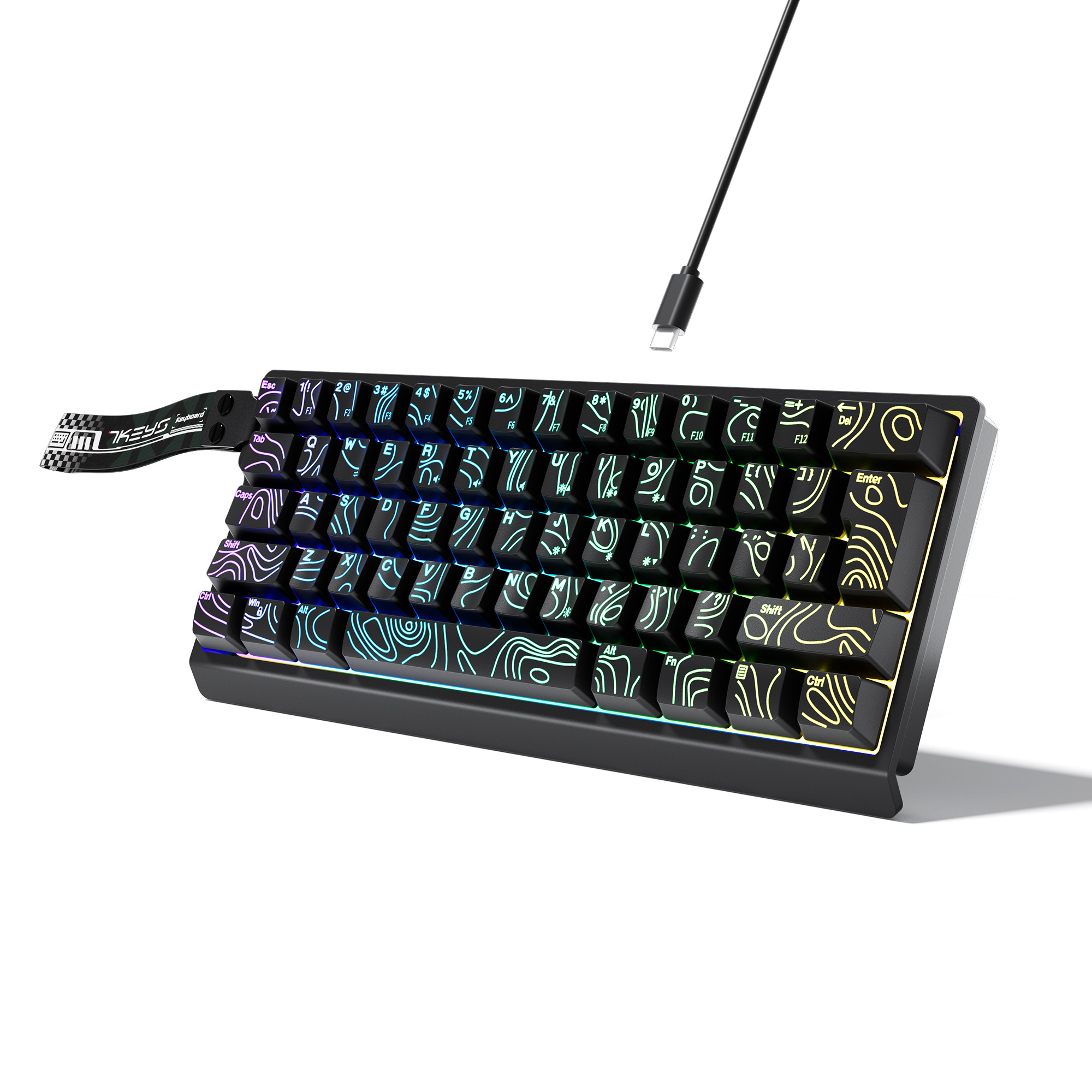 60%コンパクト有線キーボード、RGBバックライトとグラデー - Keyboard Gaming Blue Switch のレビューと価格